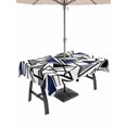 thumbnail image 1 of Outdoor Tablecloths with Umbrella Hole & Zipper, Navy Blue Black Geometric 60 x102 Inch Rectangle Tablecloths, Abstract Art Modern Line Waterproof Table Cloth, Patio/Pool/Picnic Table Covers, 1 of 8