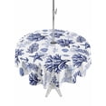 thumbnail image 1 of Outdoor Tablecloths with Umbrella Hole & Zipper, Navy Blue Coastal Round Tablecloth 54 Inch, Coral Starfish Seaside Summer Beach Waterproof Table Cloth, Patio/Pool/Picnic Table Covers, 1 of 8