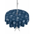 thumbnail image 1 of Outdoor Tablecloths with Umbrella Hole & Zipper, Navy Blue Daisy Round Tablecloths 60 Inch, Modern Farmhouse Chrysanthemum Floral Waterproof Table Cloth, Patio/Pool/Picnic Table Covers, 1 of 8