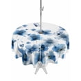 thumbnail image 1 of Outdoor Tablecloths with Umbrella Hole & Zipper, Navy Blue Floral Round Tablecloths 60 Inch, Spring Flowers Butterflies Watercolor Waterproof Table Cloth, Patio/Pool/Picnic Table Covers, 1 of 8