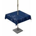 thumbnail image 1 of Outdoor Tablecloths with Umbrella Hole & Zipper, Navy Blue Flowers 60x60 Inch Square Tablecloths, Rustic Abstract Floral Simple Art Waterproof Table Cloth, Patio/Pool/Picnic Table Covers, 1 of 8