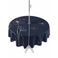 thumbnail image 1 of Outdoor Tablecloths with Umbrella Hole & Zipper, Navy Blue Round Tablecloth 54 Inch, Spring Flora Waterproof Table Cloth, Patio/Pool/Picnic Table Covers, 1 of 8