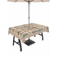 thumbnail image 1 of Outdoor Tablecloths with Umbrella Hole & Zipper, Ocean Fishes 60 x102 Inch Rectangle Tablecloths, Retro Tropical Coastal Animal Brown Waterproof Table Cloth, Patio/Pool/Picnic Table Covers, 1 of 8