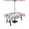 thumbnail image 1 of Outdoor Tablecloths with Umbrella Hole & Zipper, Ombre Blue Brown Rectangle Tablecloth 60x120 Inch, Summer Abstract Coastal Ocean Beach Wave Waterproof Table Cloth, Patio/Pool/Picnic Table Covers, 1 of 8