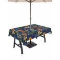 thumbnail image 1 of Outdoor Tablecloths with Umbrella Hole & Zipper, Orange Blue Spring Floral 54x80 Inch Tablecloth Rectangle, Vintage Botanical Summer Flower Waterproof Table Cloth, Patio/Pool/Picnic Table Covers, 1 of 8