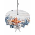 thumbnail image 1 of Outdoor Tablecloths with Umbrella Hole & Zipper, Orange Blue Starfish Coastal Round Tablecloths 60 Inch, Summer Beach Eucalyptus Retro Waterproof Table Cloth, Patio/Pool/Picnic Table Covers, 1 of 8
