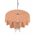 thumbnail image 1 of Outdoor Tablecloths with Umbrella Hole & Zipper, Orange Plaid Round Tablecloth 54 Inch, Modern Farmhouse Simple Abstract Stripes Waterproof Table Cloth, Patio/Pool/Picnic Table Covers, 1 of 8