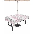 thumbnail image 1 of Outdoor Tablecloths with Umbrella Hole & Zipper, Pink Grey Botanical 54x80 Inch Tablecloth Rectangle, Spring Floral Summer Farmhouse Waterproof Table Cloth, Patio/Pool/Picnic Table Covers, 1 of 8