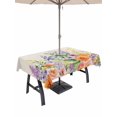 thumbnail image 1 of Outdoor Tablecloths with Umbrella Hole & Zipper, Pink Orange Flowers Tablecloth Rectangle 60x84 Inch, Spring Floral Farmhouse Botanical Rustic Waterproof Table Cloth, Patio/Pool/Picnic Table Covers, 1 of 8