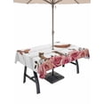 thumbnail image 1 of Outdoor Tablecloths with Umbrella Hole & Zipper, Pink Roses Birds 54x80 Inch Tablecloth Rectangle, Spring Floral Butterflies Gray Wooden Waterproof Table Cloth, Patio/Pool/Picnic Table Covers, 1 of 8