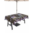 thumbnail image 1 of Outdoor Tablecloths with Umbrella Hole & Zipper, Purple Flowers 60 x102 Inch Rectangle Tablecloths, Weeping Spring Floral Bicycle Wooden Farmhouse Waterproof Table Cloth, Patio/Pool Table Covers, 1 of 8