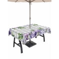 thumbnail image 1 of Outdoor Tablecloths with Umbrella Hole & Zipper, Purple Flowers Rectangle Tablecloth 52x70 Inch, Spring Floral Leaves Plants Gray Plaid Waterproof Table Cloth, Patio/Pool/Picnic Table Covers, 1 of 8
