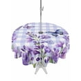 thumbnail image 1 of Outdoor Tablecloths with Umbrella Hole & Zipper, Purple Flowers Round Tablecloth 54 Inch, Butterfly Spring Floral Checkered Farmhouse Waterproof Table Cloth, Patio/Pool/Picnic Table Covers, 1 of 8