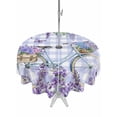 thumbnail image 1 of Outdoor Tablecloths with Umbrella Hole & Zipper, Purple Flowers Round Tablecloth 54 Inch, Weeping Spring Floral Bicycle Checkered Waterproof Table Cloth, Patio/Pool/Picnic Table Covers, 1 of 8