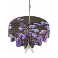 thumbnail image 1 of Outdoor Tablecloths with Umbrella Hole & Zipper, Purple Flowers Round Tablecloths 60 Inch, Butterfly Spring Floral Wooden Farmhouse Waterproof Table Cloth, Patio/Pool/Picnic Table Covers, 1 of 8