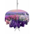 thumbnail image 1 of Outdoor Tablecloths with Umbrella Hole & Zipper, Purple Lavender Round Tablecloth 54 Inch, Spring Country Oil Painting Butterfly Flower Waterproof Table Cloth, Patio/Pool/Picnic Table Covers, 1 of 8