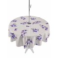 thumbnail image 1 of Outdoor Tablecloths with Umbrella Hole & Zipper, Purple Olive Leaves Round Tablecloths 60 Inch, Spring Pastoral Branches Plants Beige Waterproof Table Cloth, Patio/Pool/Picnic Table Covers, 1 of 8