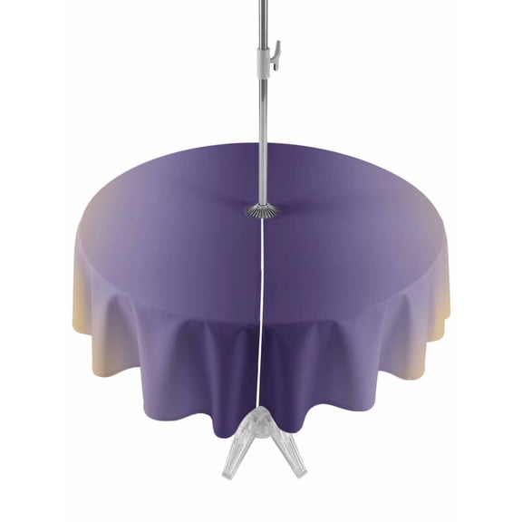Outdoor Tablecloths with Umbrella Hole & Zipper, Purple Yellow Ombre Round Tablecloth 54 Inch, Farmhouse Modern Gradient Art Waterproof Table Cloth, Patio/Pool/Picnic Table Covers