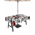 thumbnail image 1 of Outdoor Tablecloths with Umbrella Hole & Zipper, Red Black Geometric Rectangle Tablecloth 60x120 Inch, Abstract Art Modern Line Waterproof Table Cloth, Patio/Pool/Picnic Table Covers, 1 of 8