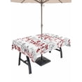 thumbnail image 1 of Outdoor Tablecloths with Umbrella Hole & Zipper, Red Grey Botanical Tablecloth Rectangle 60x84 Inch, Spring Floral Summer Farmhouse Waterproof Table Cloth, Patio/Pool/Picnic Table Covers, 1 of 8