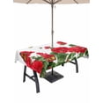 thumbnail image 1 of Outdoor Tablecloths with Umbrella Hole & Zipper, Red Spring Floral 60 x102 Inch Rectangle Tablecloths, Butterfly Farmhouse Waterproof Table Cloth, Patio/Pool/Picnic Table Covers, 1 of 8