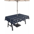 thumbnail image 1 of Outdoor Tablecloths with Umbrella Hole & Zipper, Rustic Botanical 54x80 Inch Tablecloth Rectangle, Japanese Herb on Black Simple Art Waterproof Table Cloth, Patio/Pool/Picnic Table Covers, 1 of 8