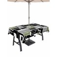 thumbnail image 1 of Outdoor Tablecloths with Umbrella Hole & Zipper, Sage Green Black Geometric 54x80 Inch Tablecloth Rectangle, Modern Abstract Art Block Waterproof Table Cloth, Patio/Pool/Picnic Table Covers, 1 of 8