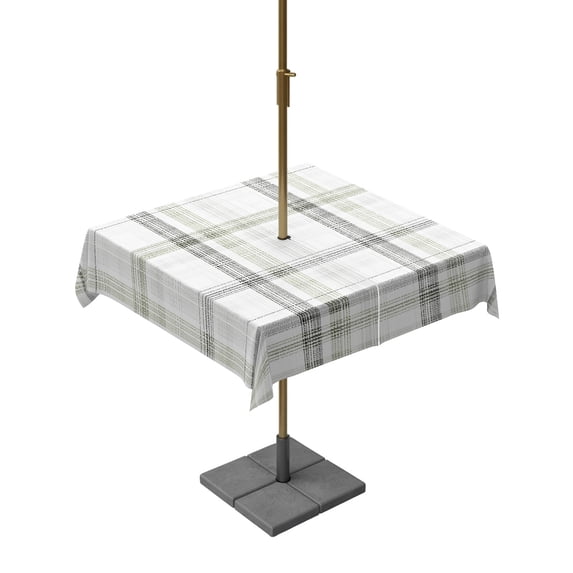 Outdoor Tablecloths with Umbrella Hole & Zipper, Sage Green Check 54x54 Inch Square Tablecloths, Farmhouse Line Buffalo Plaid Waterproof Table Cloth, Patio/Pool/Picnic Table Covers