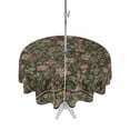 thumbnail image 1 of Outdoor Tablecloths with Umbrella Hole & Zipper, Sage Green Floral Round Tablecloths 60 Inch, Ethnic Tribe Abstract Art Flowers Waterproof Table Cloth, Patio/Pool/Picnic Table Covers, 1 of 8