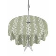 thumbnail image 1 of Outdoor Tablecloths with Umbrella Hole & Zipper, Sage Green Spring Leaves Round Tablecloths 60 Inch, Pastoral Botanical Striped Flowers Waterproof Table Cloth, Patio/Pool/Picnic Table Covers, 1 of 8