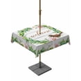 thumbnail image 1 of Outdoor Tablecloths with Umbrella Hole & Zipper, Spring Botanical 60x60 Inch Square Tablecloths, Garden Birds Floral Leaves Gray Woodn Waterproof Table Cloth, Patio/Pool/Picnic Table Covers, 1 of 8