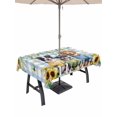 thumbnail image 1 of Outdoor Tablecloths with Umbrella Hole & Zipper, Spring Dog Tablecloth Rectangle 60x84 Inch, Sunflower Daisy Botanical Blue Plaid Waterproof Table Cloth, Patio/Pool/Picnic Table Covers, 1 of 8