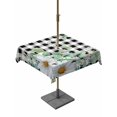 thumbnail image 1 of Outdoor Tablecloths with Umbrella Hole & Zipper, Spring Floral 60x60 Inch Square Tablecloths, Daisy Eucalyptus Leaves Black White Plaid Waterproof Table Cloth, Patio/Pool/Picnic Table Covers, 1 of 8