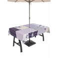 thumbnail image 1 of Outdoor Tablecloths with Umbrella Hole & Zipper, Spring Floral Tablecloth Rectangle 60x84 Inch, Dark Purple Flowers Patchwork Grid Bohemia Waterproof Table Cloth, Patio/Pool/Picnic Table Covers, 1 of 8