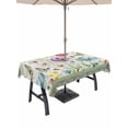 thumbnail image 1 of Outdoor Tablecloths with Umbrella Hole & Zipper, Spring Flowers 54x80 Inch Tablecloth Rectangle, Retro Boho Botanical Florals Butterfly Waterproof Table Cloth, Patio/Pool/Picnic Table Covers, 1 of 8