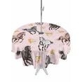 thumbnail image 1 of Outdoor Tablecloths with Umbrella Hole & Zipper, Spring Flowers Round Tablecloths 60 Inch, Black Brown White Horse Country Pink Waterproof Table Cloth, Patio/Pool/Picnic Table Covers, 1 of 8