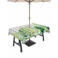 thumbnail image 1 of Outdoor Tablecloths with Umbrella Hole & Zipper, Spring Leaves Rectangle Tablecloth 52x70 Inch, Pastoral Garden Botanical Gray Plaid Waterproof Table Cloth, Patio/Pool/Picnic Table Covers, 1 of 8