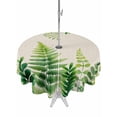 thumbnail image 1 of Outdoor Tablecloths with Umbrella Hole & Zipper, Spring Leaves Round Tablecloth 54 Inch, Pastoral Garden Botanical Rustic Burlap Waterproof Table Cloth, Patio/Pool/Picnic Table Covers, 1 of 8
