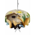 thumbnail image 1 of Outdoor Tablecloths with Umbrella Hole & Zipper, Spring Round Tablecloth 54 Inch, Brown Vintage Birds Cages Eggs Flowers Herbs Waterproof Table Cloth, Patio/Pool/Picnic Table Covers, 1 of 8