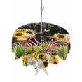 thumbnail image 1 of Outdoor Tablecloths with Umbrella Hole & Zipper, Spring Sunflowers Round Tablecloth 54 Inch, Bicycles Botanical Flowers Wooden Grain Waterproof Table Cloth, Patio/Pool/Picnic Table Covers, 1 of 8