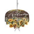 thumbnail image 1 of Outdoor Tablecloths with Umbrella Hole & Zipper, Sunflower Round Tablecloth 54 Inch, Yellow Summer Botanical Wooden Farmhouse Waterproof Table Cloth, Patio/Pool/Picnic Table Covers, 1 of 8