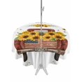 thumbnail image 1 of Outdoor Tablecloths with Umbrella Hole & Zipper, Sunflower Truck Round Tablecloth 54 Inch, Yellow Flowers Summer Botanical Watercolor Waterproof Table Cloth, Patio/Pool/Picnic Table Covers, 1 of 8