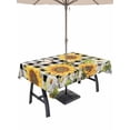 thumbnail image 1 of Outdoor Tablecloths with Umbrella Hole & Zipper, Sunflowers 54x80 Inch Tablecloth Rectangle, Yellow Flowers Butterfly Farmhouse Black Plaid Waterproof Table Cloth, Patio/Pool/Picnic Table Covers, 1 of 8