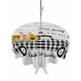 thumbnail image 1 of Outdoor Tablecloths with Umbrella Hole & Zipper, Sunflowers Round Tablecloth 54 Inch, Spring Botanical Truck Pig Wooden Grain Waterproof Table Cloth, Patio/Pool/Picnic Table Covers, 1 of 8
