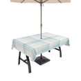 thumbnail image 1 of Outdoor Tablecloths with Umbrella Hole & Zipper, Teal Beige Checkered Rectangle Tablecloth 52x70 Inch, Summer Modern Minimalist Waterproof Table Cloth, Patio/Pool/Picnic Table Covers, 1 of 8