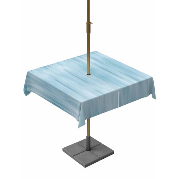 Outdoor Tablecloths with Umbrella Hole & Zipper, Teal Blue 60x60 Inch Square Tablecloths, Modern Abstract Art Ombre Striped Waterproof Table Cloth, Patio/Pool/Picnic Table Covers