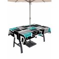 thumbnail image 1 of Outdoor Tablecloths with Umbrella Hole & Zipper, Teal Blue Black Geometric Tablecloth Rectangle 60x84 Inch, Modern Abstract Art Block Waterproof Table Cloth, Patio/Pool/Picnic Table Covers, 1 of 8