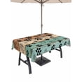 thumbnail image 1 of Outdoor Tablecloths with Umbrella Hole & Zipper, Teal Blue Brown 60 x102 Inch Rectangle Tablecloths, Rustic Farmhouse Dog Paw Vintage Waterproof Table Cloth, Patio/Pool/Picnic Table Covers, 1 of 8