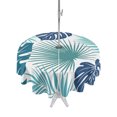 thumbnail image 1 of Outdoor Tablecloths with Umbrella Hole & Zipper, Teal Blue Palm Leaves Round Tablecloths 60 Inch, Tropical Botanical Summer Waterproof Table Cloth, Patio/Pool/Picnic Table Covers, 1 of 8