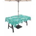 thumbnail image 1 of Outdoor Tablecloths with Umbrella Hole & Zipper, Teal Coastal Tablecloth Rectangle 60x84 Inch, Nautical Beach Starfish Coral Summer Waterproof Table Cloth, Patio/Pool/Picnic Table Covers, 1 of 8